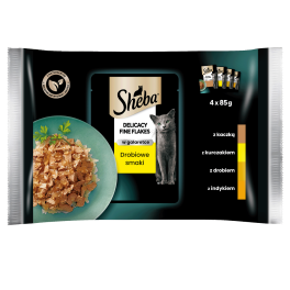 SHEBA Delicacy Fine Flakes saszetki 4x85 g mokra karma pełnoporcjowa dla dorosłych kotów w galaretce