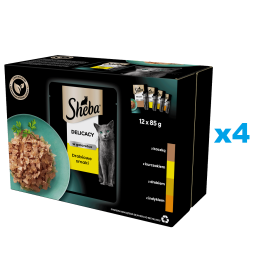 SHEBA Delicacy Drobiowe Smaki saszetki 48x85 g mokra karma pełnoporcjowa dla dorosłych kotów w galaretce kawałki z: kaczką, kurczakiem, drobiem, indykiem