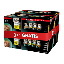 SHEBA Delicacy Drobiowe Smaki saszetki 4 x 40x85 g mokra karma pełnoporcjowa dla dorosłych kotów w galaretce kawałki z kaczką, kurczakiem, drobiem i indykiem 3+1 GRATIS