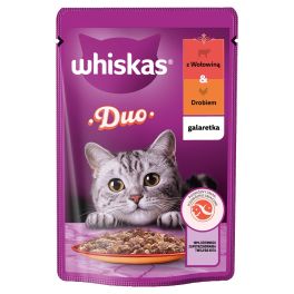 WHISKAS Adult saszetka 85 g mokra karma dla dorosłych kotów w galaretce z wołowiną i drobiem
