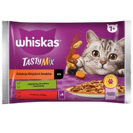 WHISKAS Adult saszetka 4 x 85 g Kolekcja Wiejskich Smaków mokra karma dla kota w sosie kawałki z jagnięciną, kurczakiem i marchewką, wołowiną i drobiem
