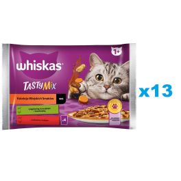 WHISKAS Adult saszetka 52x85g Kolekcja Wiejskich Smaków mokra karma dla kotów w sosie kawałki z jagnięciną, kurczakiem i marchewką, wołowiną i drobiem