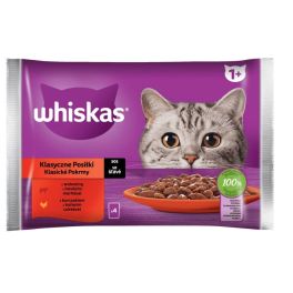 WHISKAS Adult saszetka 4x85g Klasyczne Posiłki mokra karma dla dorosłych kotów w sosie z: wołowiną, kurczakiem
