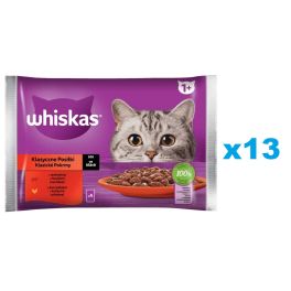WHISKAS Adult saszetka 52x85g Klasyczne Posiłki mokra karma dla dorosłych kotów w sosie z: wołowiną, kurczakiem