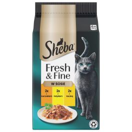 SHEBA Fresh & Fine saszetki 6x50 g mokra karma dla kotów w sosie z kurczakiem, z indykiem, z kaczką