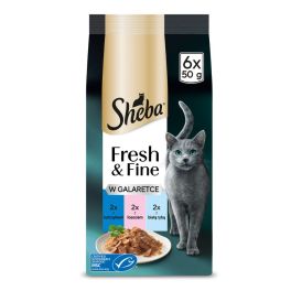 SHEBA Fresh & Fine w galaretce 6x50g z tuńczykiem, łososiem i białą rybą, mokra karma dla kotów