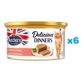 BUTCHER'S Classic Delicious Dinners z łososiem i krewetkami mus 6 x 85 g