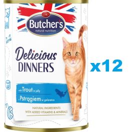 BUTCHER'S Delicious Dinners, karma dla kota, kawałki z pstrągiem w galaretce 12 x 400g