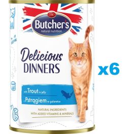 BUTCHER'S Delicious Dinners, karma dla kota, kawałki z pstrągiem w galaretce 6 x 400g