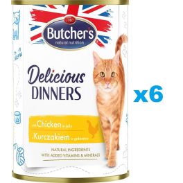 BUTCHER'S Delicious Dinners, karma dla kota, kawałki z kurczakiem w galaretce, 6 x 400g
