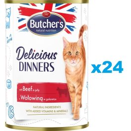 BUTCHER'S Delicious Dinners, karma dla kota, kawałki z wołowiną w galaretce 24 x 400g