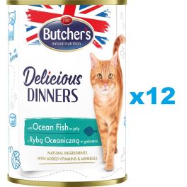 BUTCHER'S Delicious Dinners, karma dla kota, kawałki z rybą morską w galaretce 12 x 400g