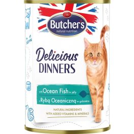 BUTCHER'S Delicious Dinners, karma dla kota, kawałki z rybą morską w galaretce, 400g