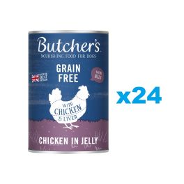 BUTCHER'S Original Recipe in Jelly, karma dla psa, kawałki z kurczakiem w galaretce 24 x 400g