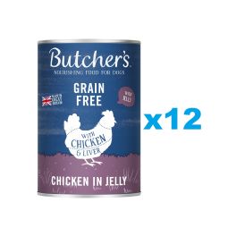 BUTCHER'S Original Recipe in Jelly, karma dla psa, kawałki z kurczakiem w galaretce 12 x 400g