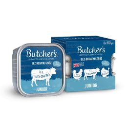 BUTCHER'S Original Junior Mix smaków pasztet z kurczakiem, z wołowiną i z indykiem dla szczeniąt 4x150 g