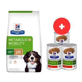 HILL'S Prescription Diet Canine Metabolic + Mobility 12 kg dla psów z nadwagą + 3 x 370g karmy dla psów GRATIS