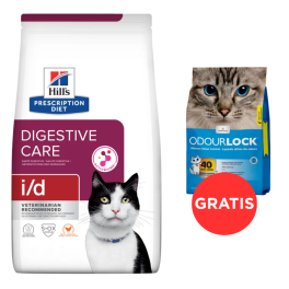 HILL'S Prescription Diet Feline Digestive Care i/d 8 kg karma dla kotów z chorobami układu pokarmowego + żwirek dla kotów 6 kg GRATIS