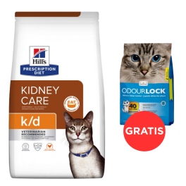 HILL'S Prescription Feline Diet k/d dla kotów 8 kg + żwirek dla kotów 6 kg GRATIS
