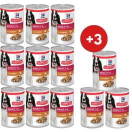 HILL'S Science Plan Canine Adult Turkey 9x370 g dla dorosłych psów z indykiem + 3 puszki GRATIS!