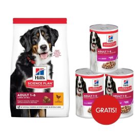 HILL'S Science Plan Canine Adult Large breed Chicken 18 kg karma dla psów ras dużych kurczak + 3 puszki mokrej karmy HILL"s GRATIS