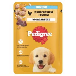 PEDIGREE Junior saszetka 100 g mokra karma pełnoporcjowa dla szczeniąt, kawałki bogate w kurczaka z ryżem, w galaretce