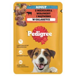 PEDIGREE Adult saszetka 100 g mokra karma pełnoporcjowa dla dorosłych psów, z mieszanką wołowiny i wątróbki, w galaretce