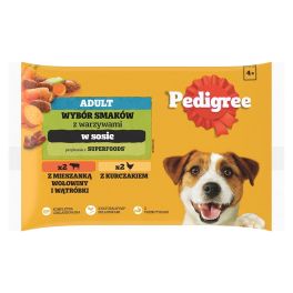 PEDIGREE Adult Wybór Smaków z warzywami saszetki 4x100 g mokra karma pełnoporcjowa dla dorosłych psów, z mieszanką wołowiny i wątróbki, z kurczakiem, w sosie