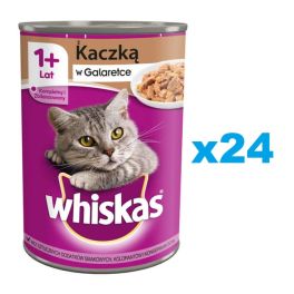 WHISKAS Adult puszka 24x400 g - mokra karma pełnoporcjowa dla dorosłych kotów, kawałki z kaczką w galaretce