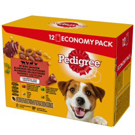 PEDIGREE Adult Wybór smaków saszetka 12x100g mokra pełnoporcjowa karma dla dorosłych psów w galaretce z wołowiną, z kurczakiem, z jagnięciną, z drobiem