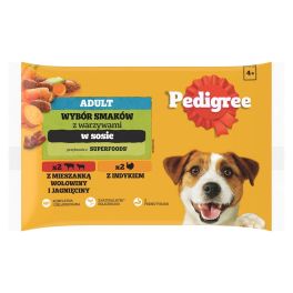 PEDIGREE Adult Wybór Smaków z warzywami saszetki 4x100 g mokra karma pełnoporcjowa dla dorosłych psów, z mieszanką wołowiny i jagnięciny, z indykiem, w sosie