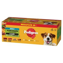 PEDIGREE Adult Wybór Smaków z warzywami saszetki 40x100 g mokra karma pełnoporcjowa dla dorosłych psów, z mieszanką wołowiny i jagnięciny, z mieszanką wołowiny i wątróbki, z kurczakiem, z indykiem, w sosie