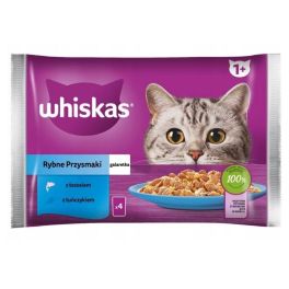 WHISKAS Adult saszetka 4x85g Rybne Przysmaki mokra karma dla dorosłych kotów w galaretce z: łososiem, tuńczykiem