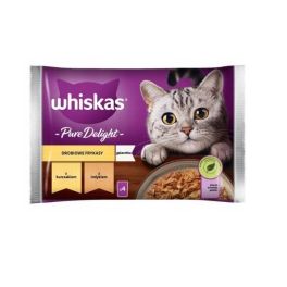 WHISKAS Adult saszetka 4x85g Drobiowe Frykasy mokra karma dla dorosłych kotów w galaretce z: kurczakiem, indykiem