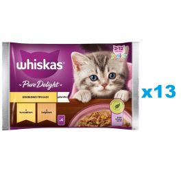 WHISKAS Junior saszetka 52x85g Drobiowe Frykasy mokra karma dla kociąt w galaretce z: kurczakiem, indykiem