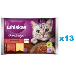 WHISKAS Adult saszetka 52x85g Soczyste Kąski mokra karma dla kotów kawałki z wołowiną, kurczakiem