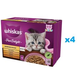 WHISKAS Junior saszetka 48x85g Drobiowe Frykasy mokra karma dla kociąt w galaretce z: kurczakiem, indykiem, drobiem, kaczką