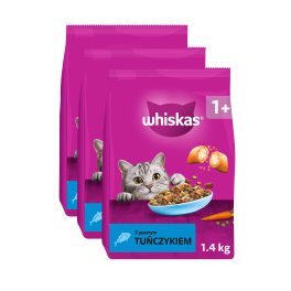 WHISKAS Adult 3x1,4 kg sucha karma pełnoporcjowa dla dorosłych kotów z pysznym tuńczykiem