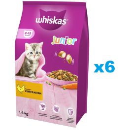 WHISKAS Junior 6x1,4 kg sucha karma pełnoporcjowa dla kociąt z pysznym kurczakiem