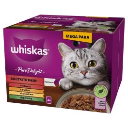 WHISKAS Adult Pure Delight Soczyste Kąski w galaretce 24x85 g kawałki z wołowiną, kurczakiem, jagnięciną, drobiem dla dorosłych kotów