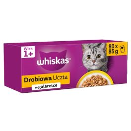 WHISKAS Adult saszetka 80x85g Drobiowa Uczta mokra karma pełnoporcjowa dla dorosłych kotów w galaretce kawałki z kurczakiem, kaczką, drobiem, indykiem