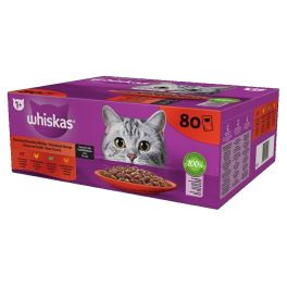 WHISKAS Adult saszetka 80x85g Klasyczne Posiłki mokra karma pełnoporcjowa dla dorosłych kotów w sosie kawałki z wołowiną, kurczakiem, jagnięciną, drobiem