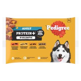 PEDIGREE Adult Protein+ saszetki 4x85 g mokra karma pełnoporcjowa dla dorosłych psów z mieszanką wołowiny i wątróbki, z kurczakiem i wołowiną, z indykiem i kurczakiem, z kaczką i kurczakiem w galaretce