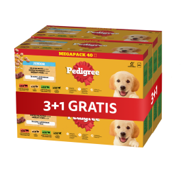PEDIGREE Junior Wybór Smaków z ryżem saszetki 4 x 40x100 g mokra karma pełnoporcjowa dla szczeniąt kawałki  w galaretce 3+1 GRATIS
