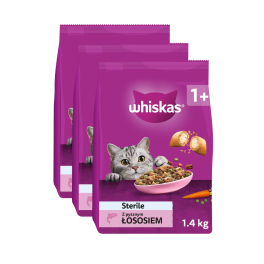WHISKAS Sterile z łososiem 3x1,4 kg sucha karma dla kotów po zabiegu kastracji