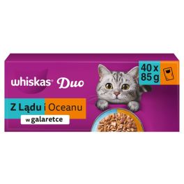 WHISKAS Duo Adult Karma mokra z lądu i oceanu w galaretce, 40 x 85 g mokra karma dla kota
