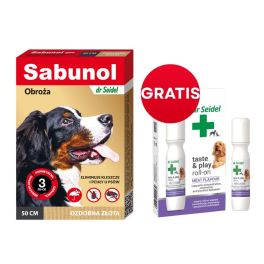 DR SEIDEL Sabunol GPI Obroża przeciw pchłom i kleszczom dla psów 50 cm ozdobna złota + DR SEIDEL Taste and Play Roll-on 15 ml GRATIS