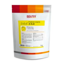 DOLFOS Dolvit Fosforan wapnia AD3E 1kg proszek na wzmocnienie kości dla psów