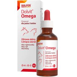 DOLFOS Dolvit Omega 50 ml kwasy omega do stosowania w przypadku nadmiernego wypadania sierści dla psów i kotów