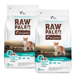 VET EXPERT Raw Paleo Sterilised Chicken&Tuna&Salmon dla kotów kastrowanych 2x6 kg